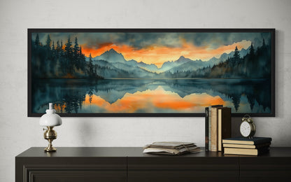 Mountain Lake Sunset Horizontal Sunset Nature Landscape Mens Bedroom Wall Art Above Bed
