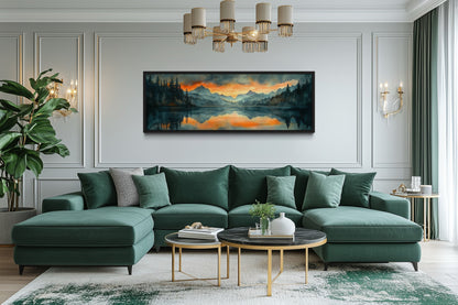 Mountain Lake Sunset Horizontal Sunset Nature Landscape Mens Bedroom Wall Art Above Bed