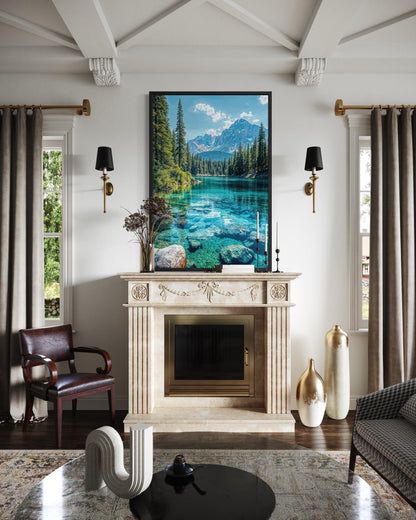 Mountain Lake Vertical Photography Canvas Wall Art