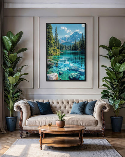 Mountain Lake Vertical Photography Canvas Wall Art