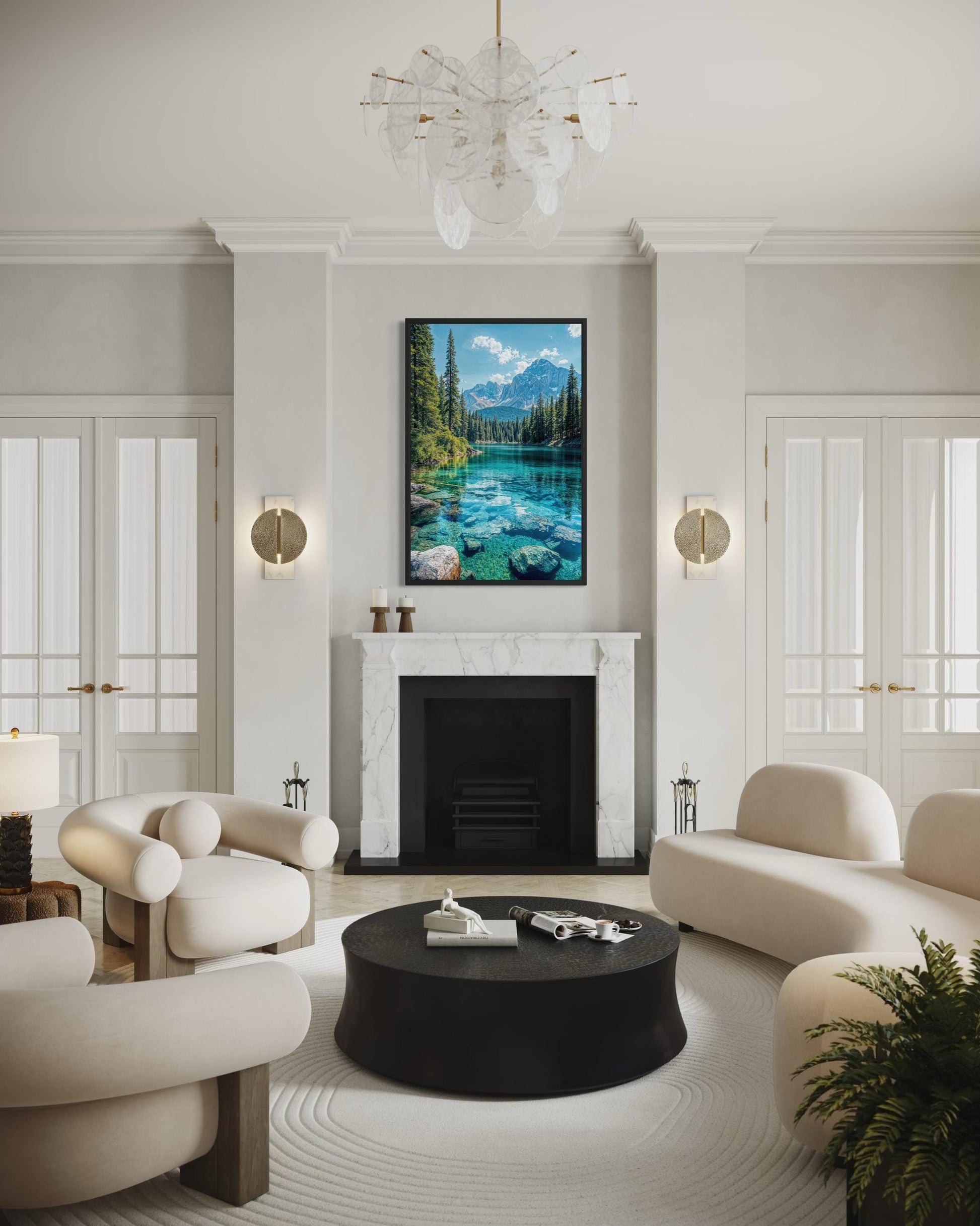 Mountain Lake Vertical Photography Canvas Wall Art