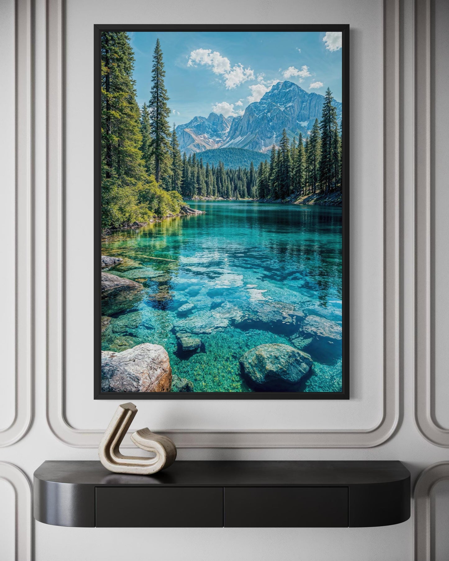 Mountain Lake Vertical Photography Canvas Wall Art