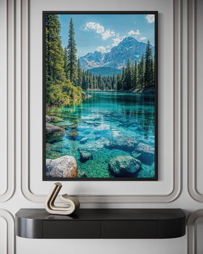 Mountain Lake Vertical Photography Canvas Wall Art