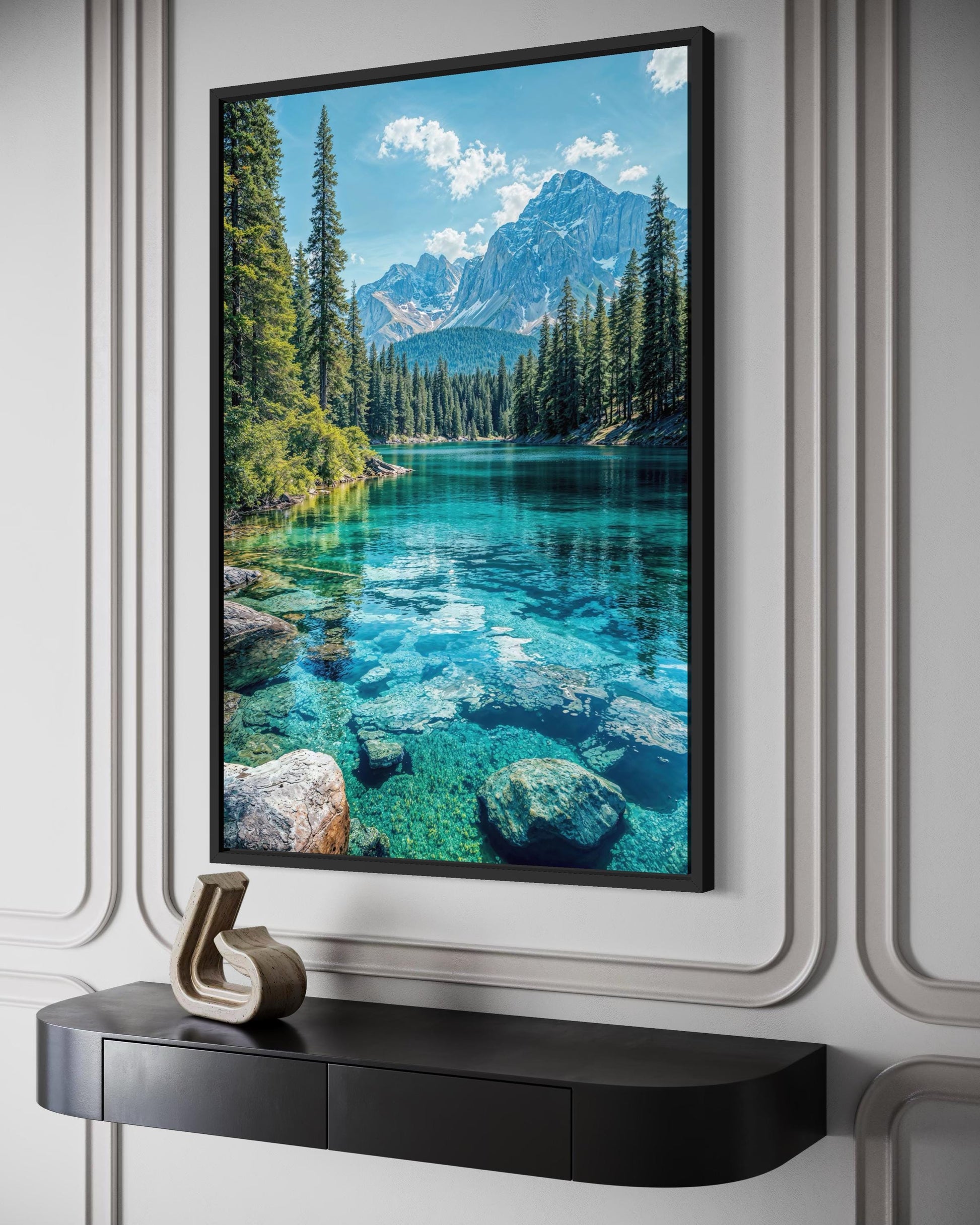 Mountain Lake Vertical Photography Canvas Wall Art