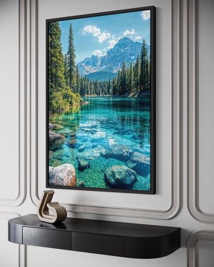 Mountain Lake Vertical Photography Canvas Wall Art