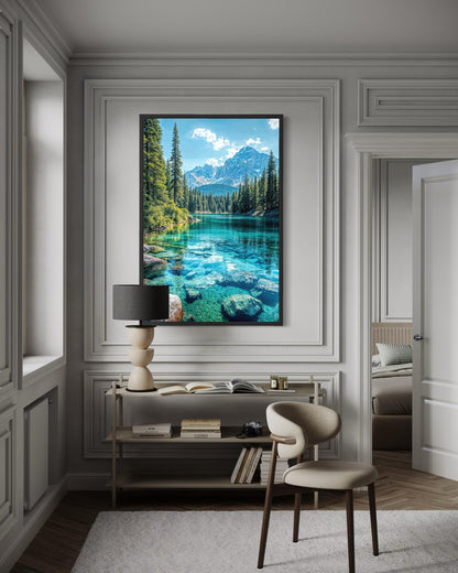 Mountain Lake Vertical Photography Canvas Wall Art
