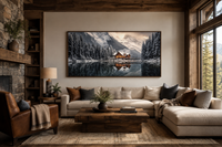Mountain Cabin Wall Art – Cozy Winter Cabin Print | Framed Canvas Decor