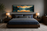 Mountain Lake Sunset Horizontal Sunset Nature Landscape Mens Bedroom Wall Art Above Bed