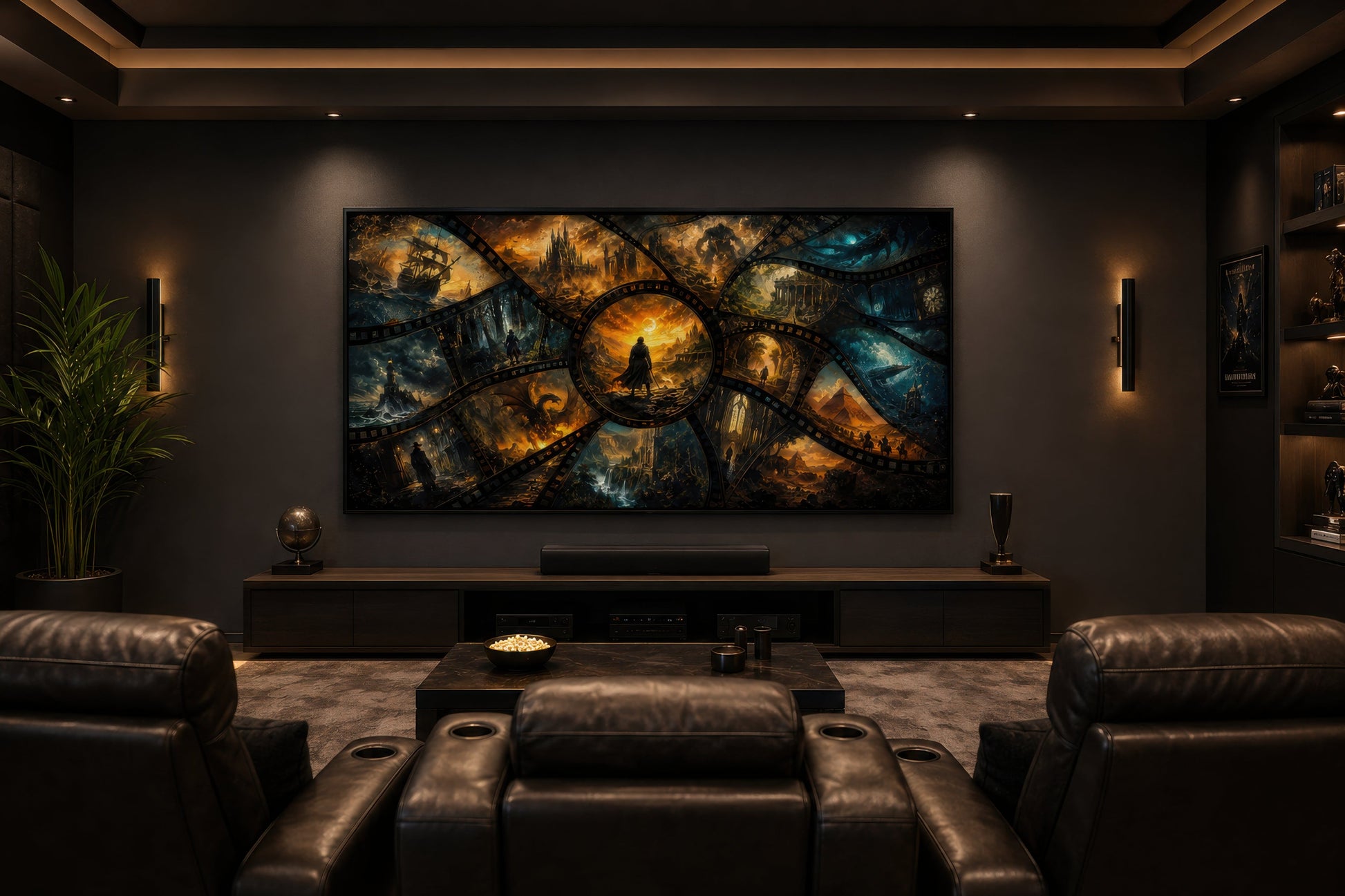 Fantasy Film Stills Collage Framed Canvas Wall Art For Home Theater