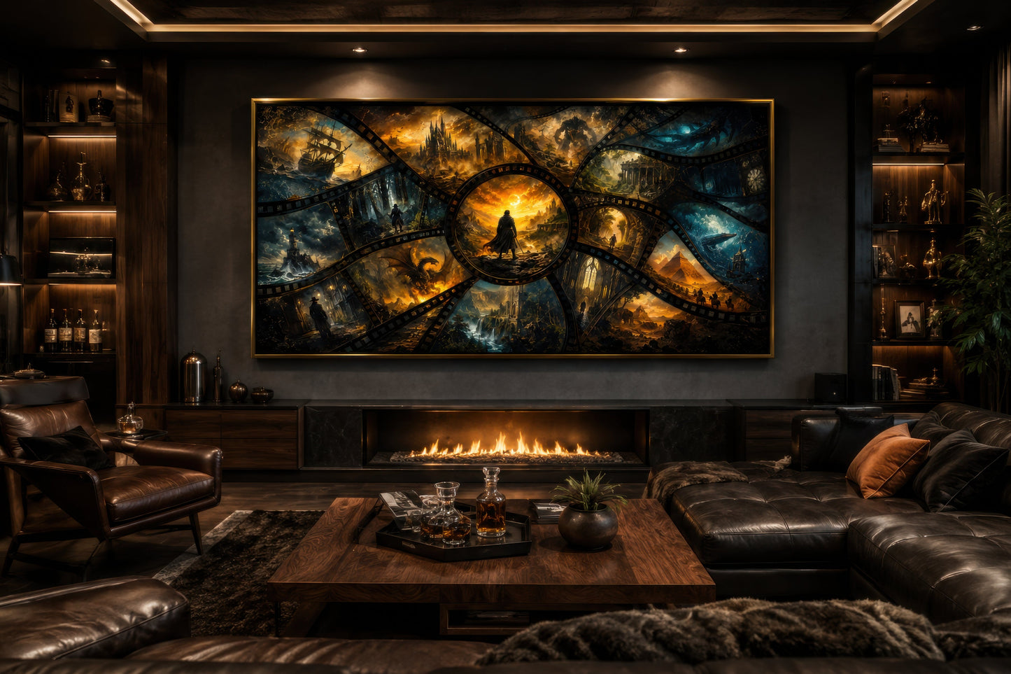 Fantasy Film Stills Collage Framed Canvas Wall Art For Home Theater