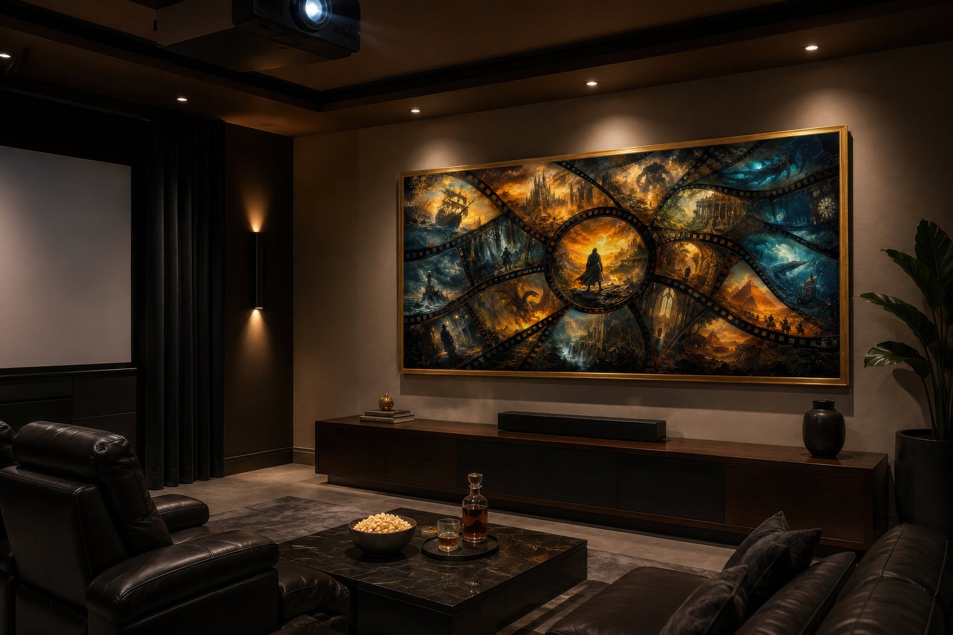 Fantasy Film Stills Collage Framed Canvas Wall Art For Home Theater