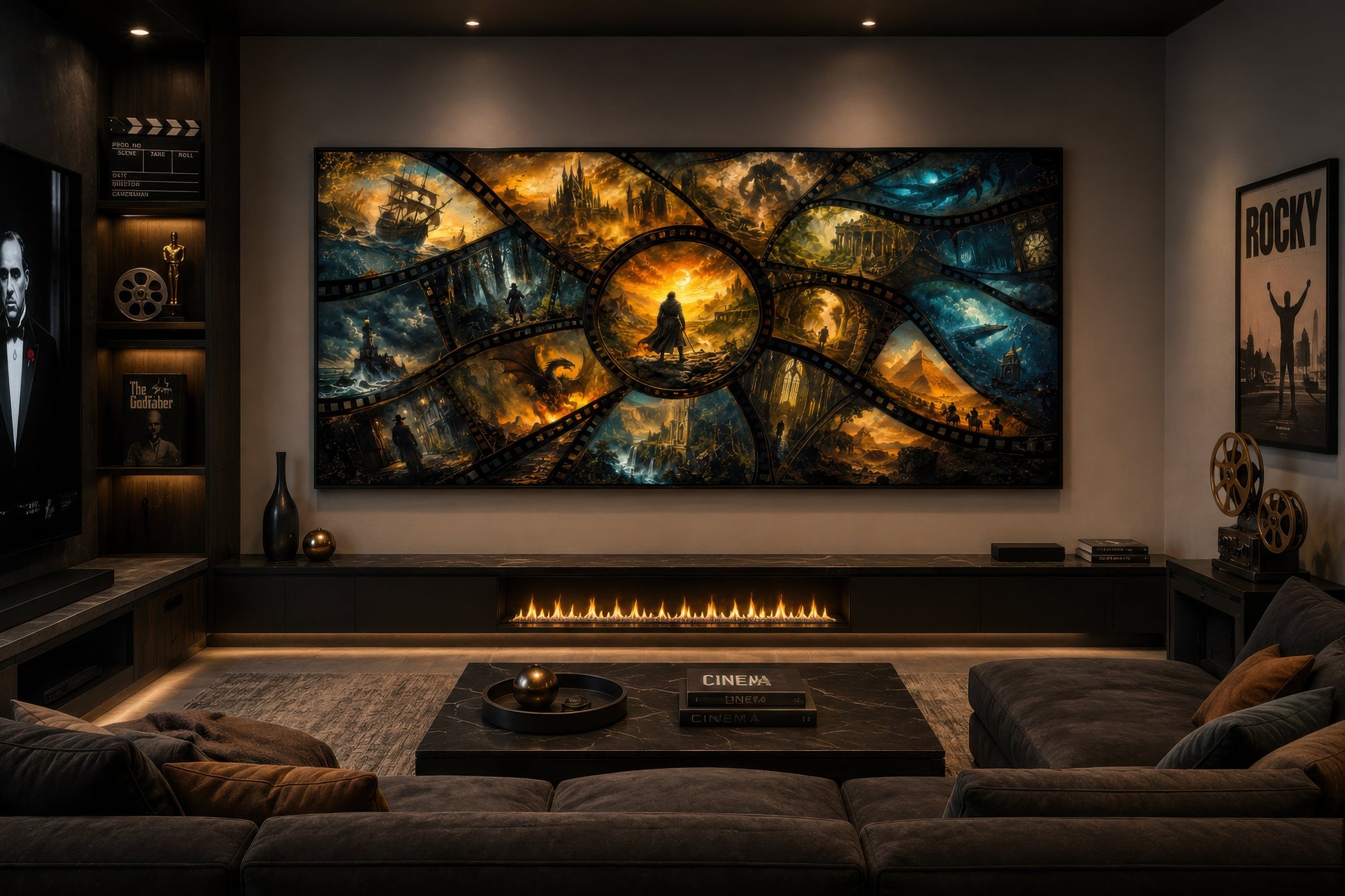 Fantasy Film Stills Collage Framed Canvas Wall Art For Home Theater