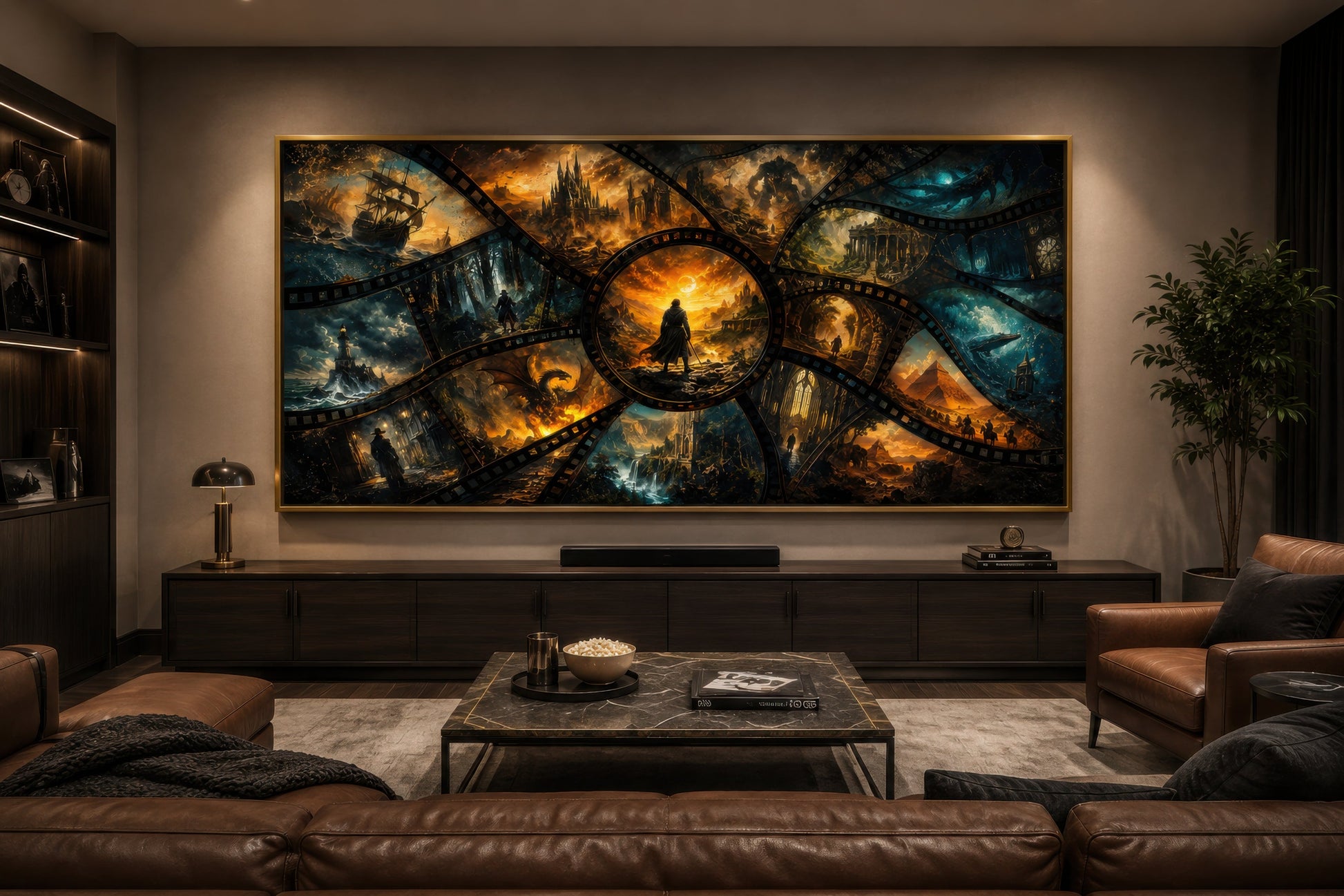 Fantasy Film Stills Collage Framed Canvas Wall Art For Home Theater
