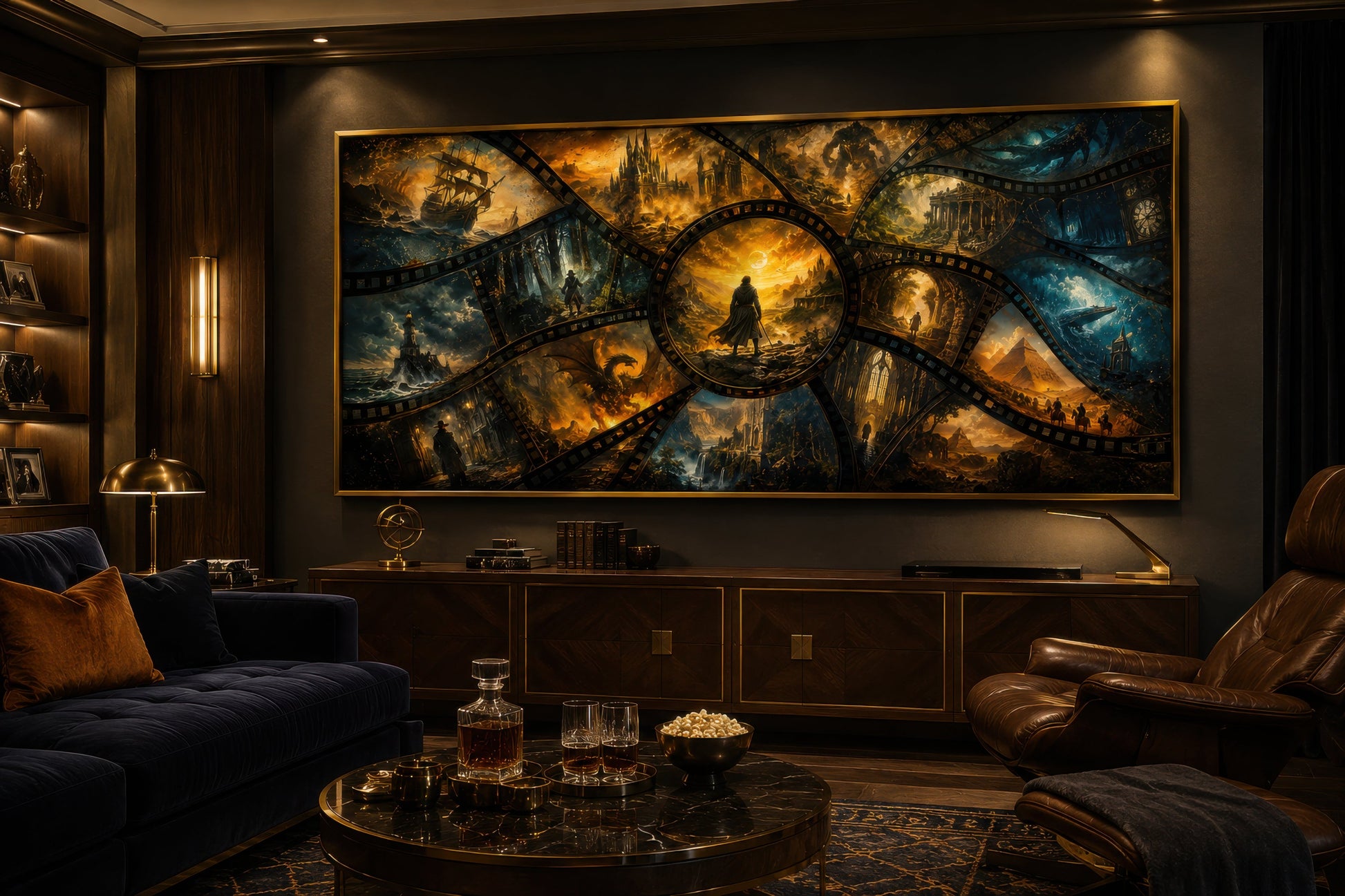 Fantasy Film Stills Collage Framed Canvas Wall Art For Home Theater