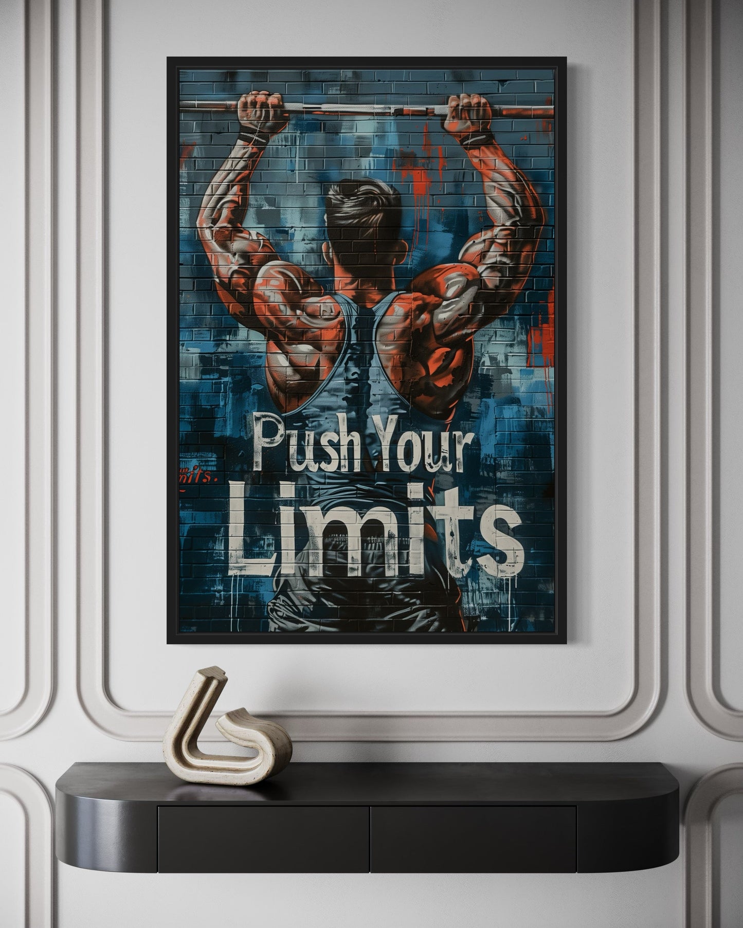 Muscular Man Pushing Limits Fitness Motivation Gym Wall Art