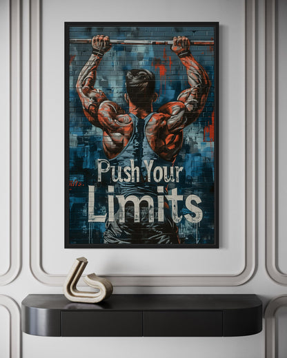 Muscular Man Pushing Limits Fitness Motivation Gym Wall Art
