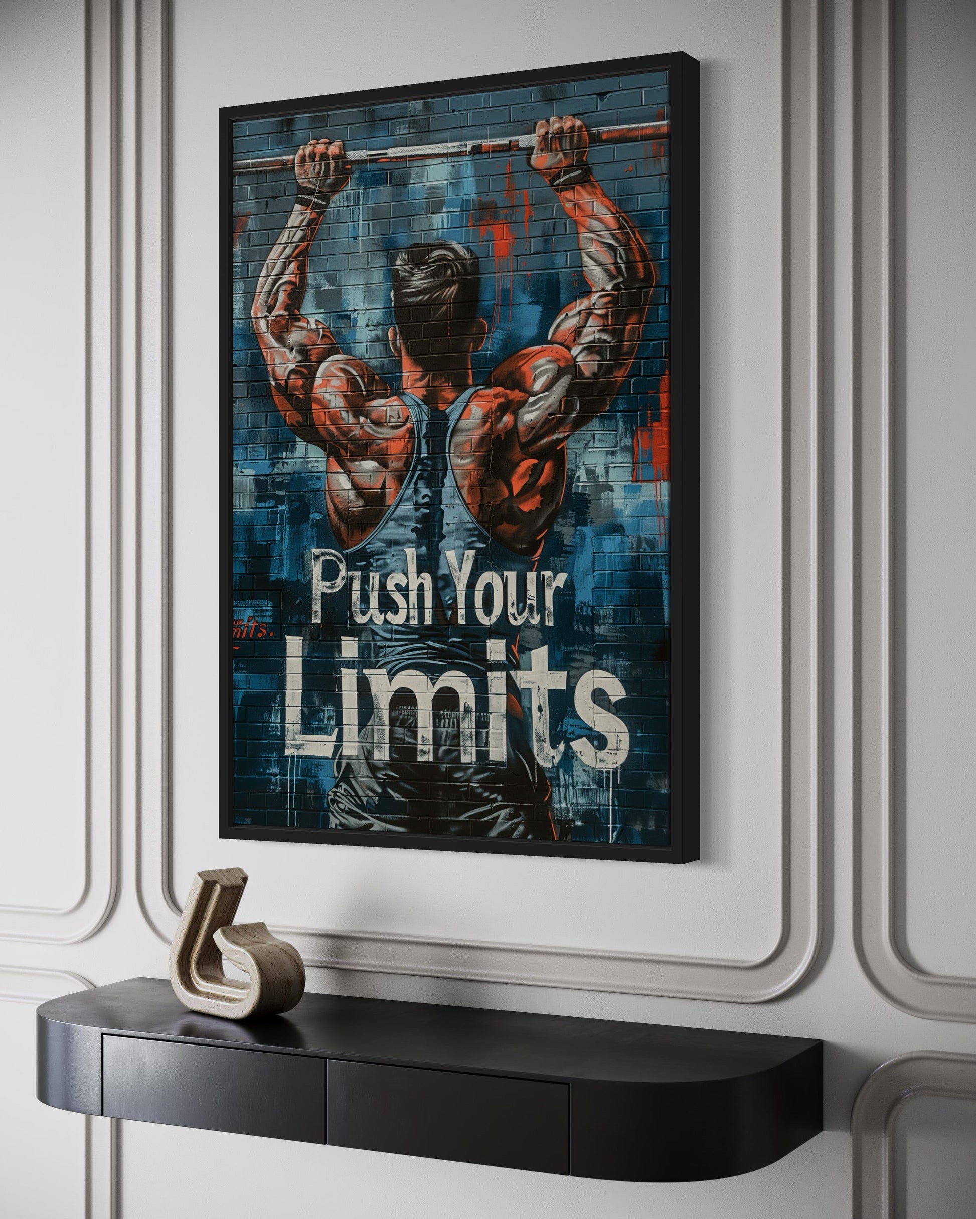 Muscular Man Pushing Limits Fitness Motivation Gym Wall Art
