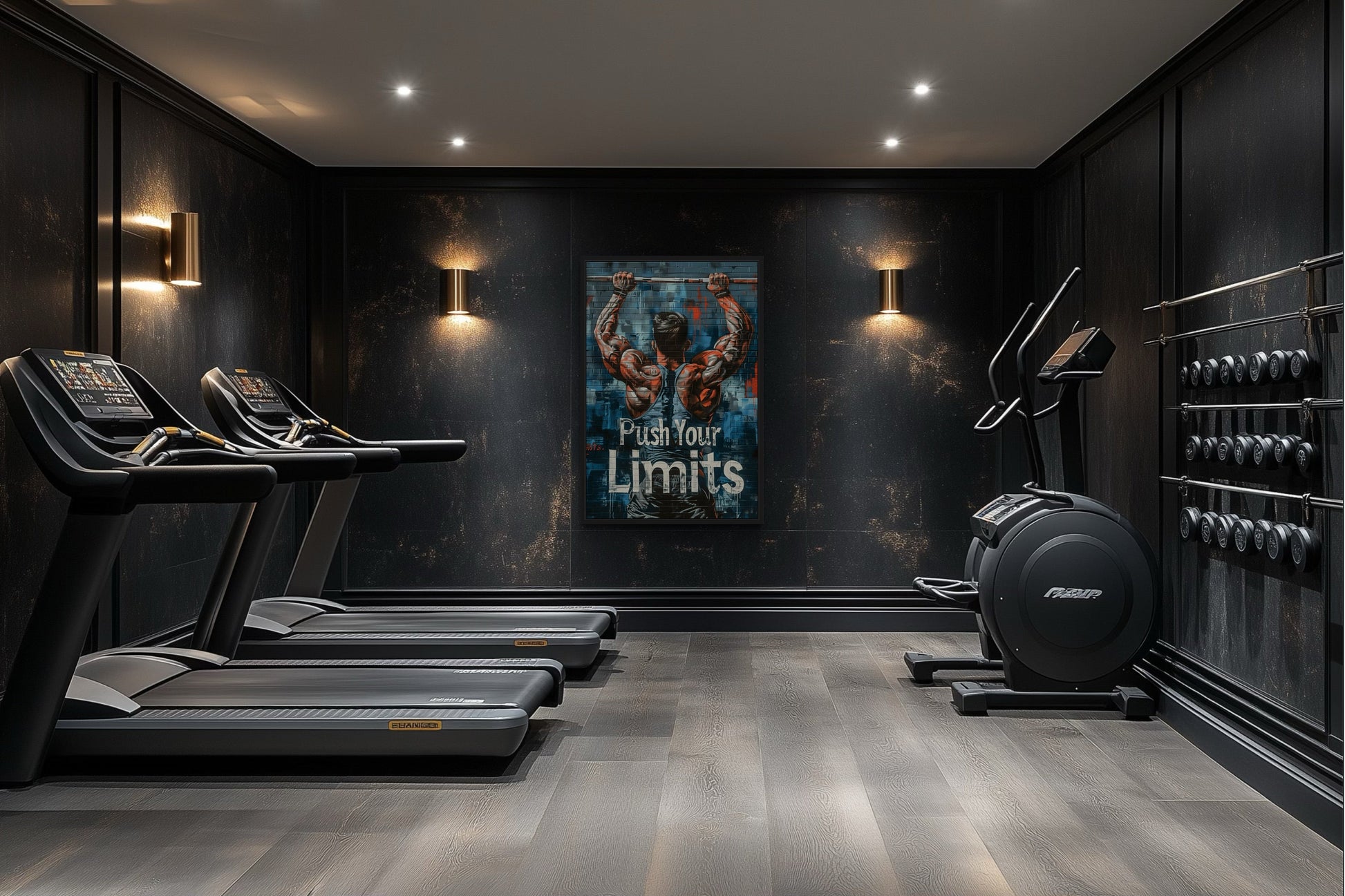 Muscular Man Pushing Limits Fitness Motivation Gym Wall Art