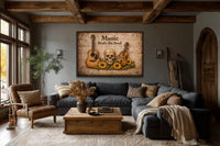 Music Heals the Soul Sign With Skull Guitar Violin Sunflowers Canvas Wall Art