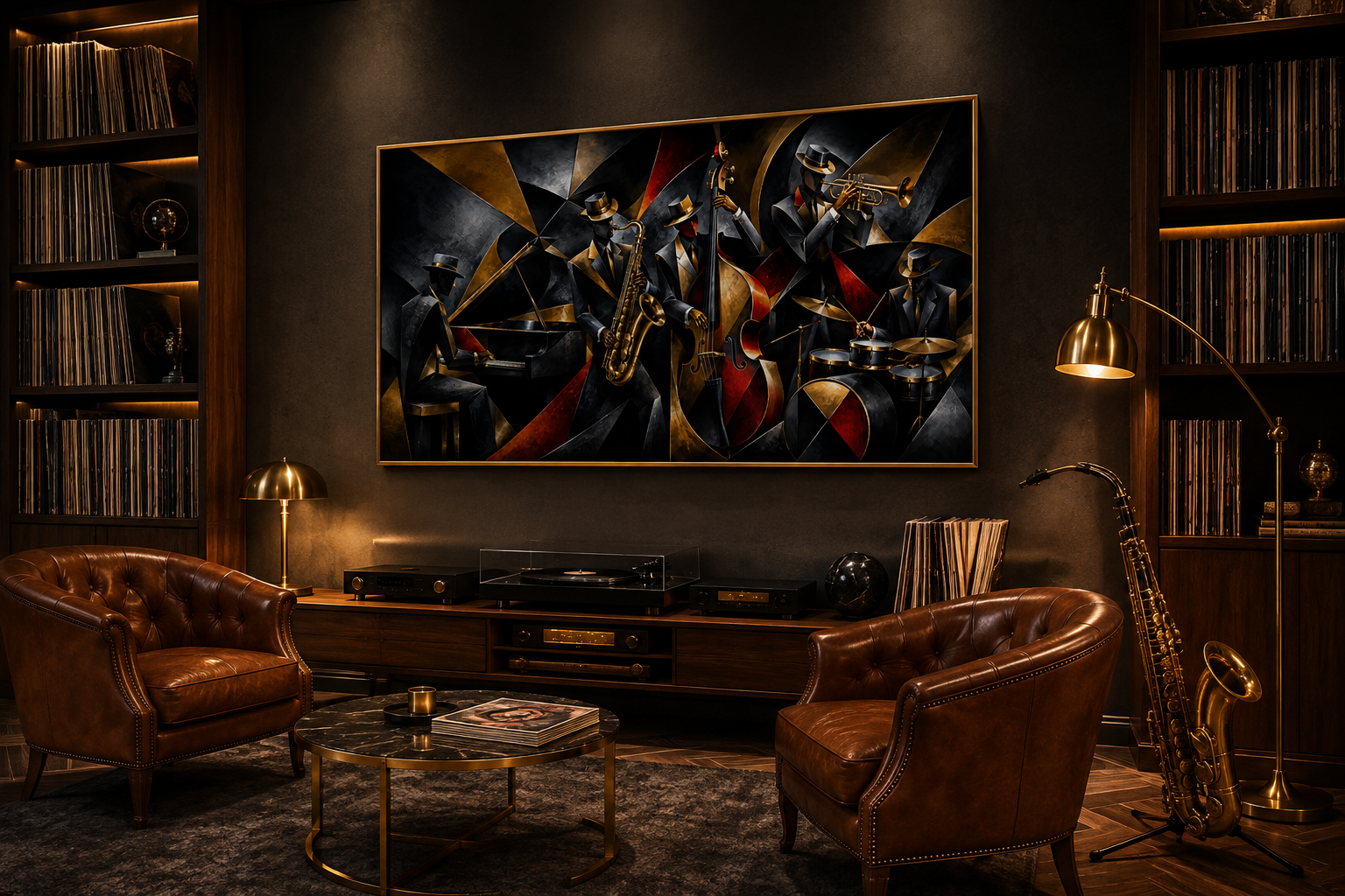 Colorful Jazz Band Abstract Painting Music Canvas Wall Art
