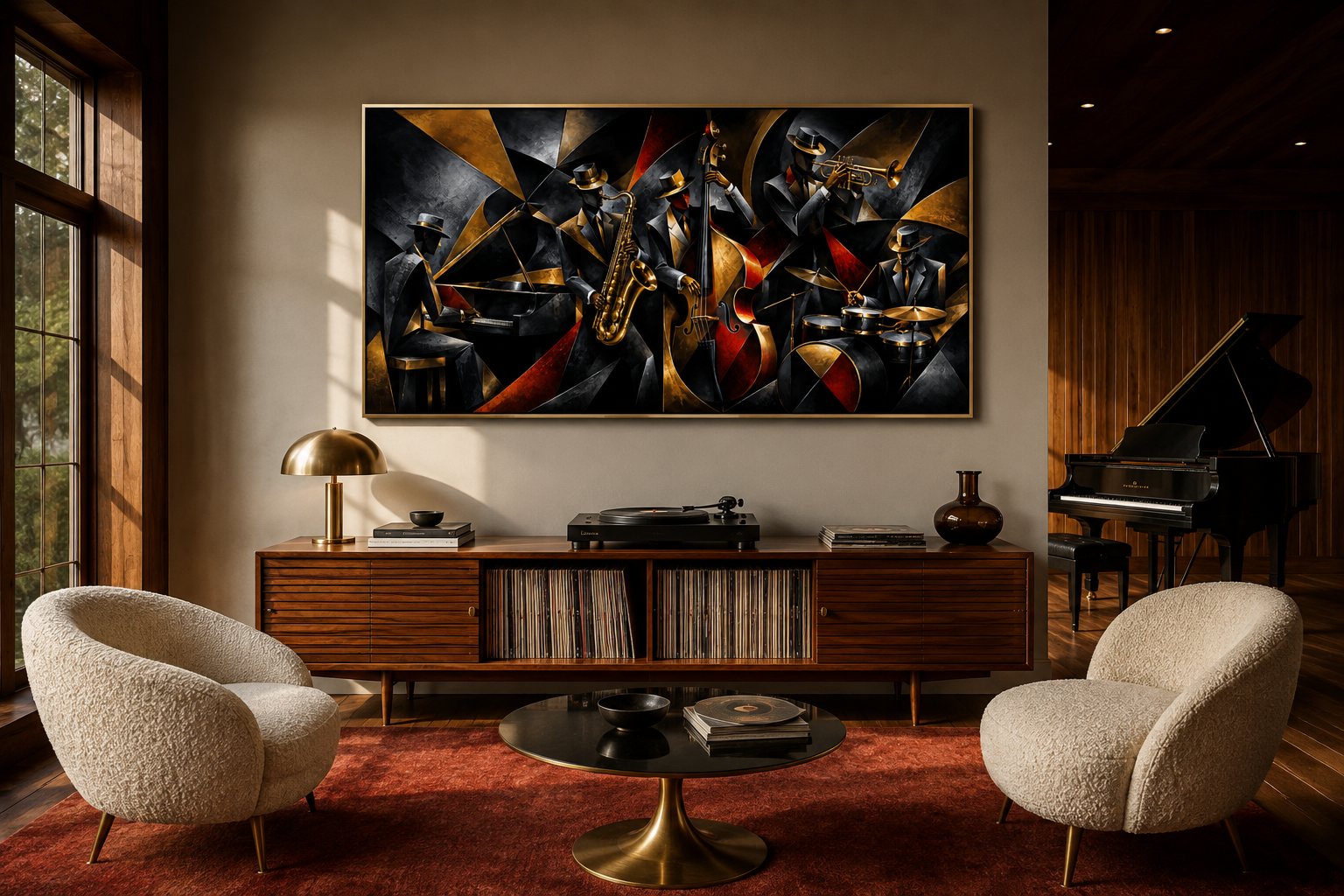 Colorful Jazz Band Abstract Painting Music Canvas Wall Art