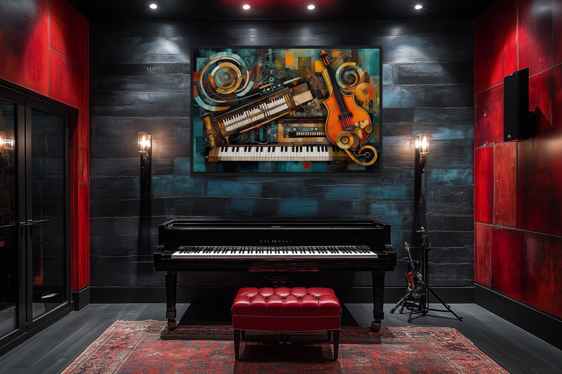 Musical Instruments Abstract Framed Canvas Wall Art