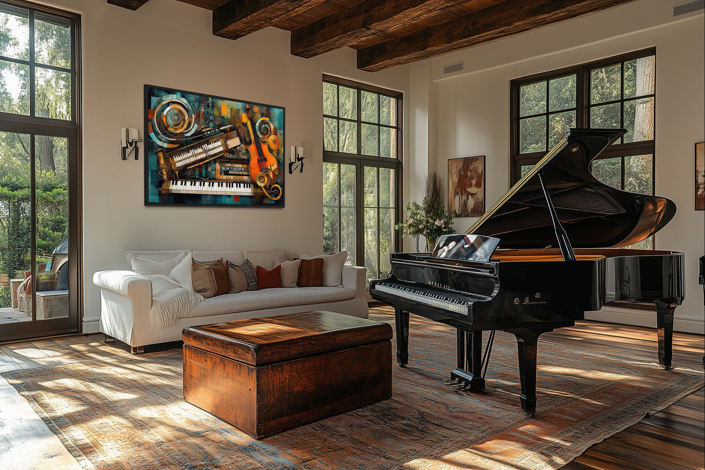 Musical Instruments Abstract Framed Canvas Wall Art
