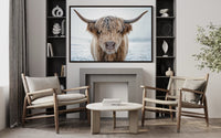 Muted Colors Highland Cow Framed Canvas Wall Art