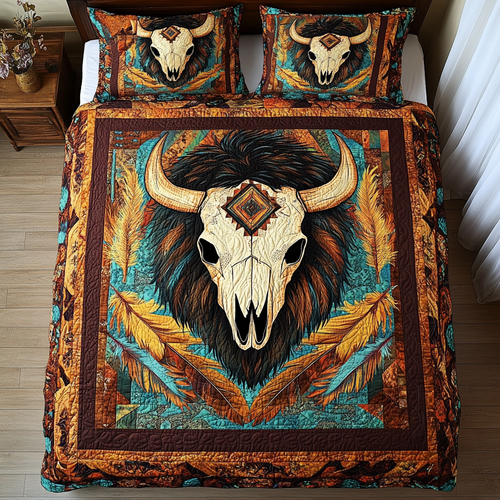 Mystic Buffalo Quilted Bedding Set - Single (59" x 70")