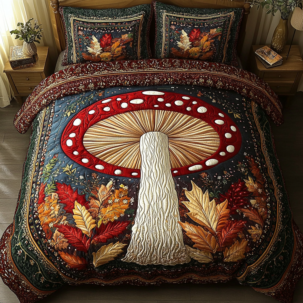 Mystic Fungi 3-Piece Quilted Bedding Set - Single (59" x 70")