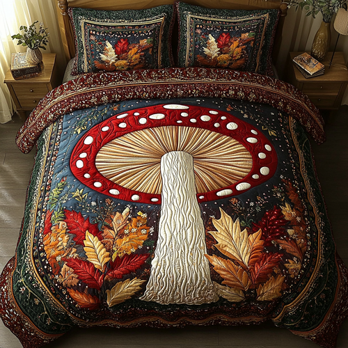Mystic Fungi 3-Piece Quilted Bedding Set - Single (59" x 70")