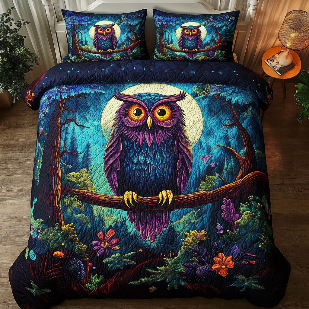 Mystic Owl 3-Piece Quilted Bedding Set - Single (59" x 70")