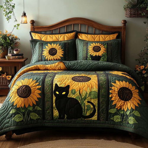 Mystic Sunflower 3-Piece Quilted Bedding Set - Single (59" x 70")