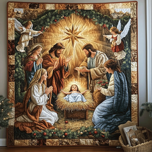 Bethlehem Scene Quilted Blanket - Throw (55" x 60")