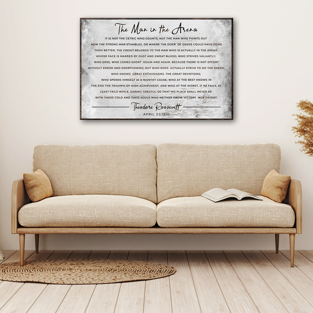 The Man In The Arena Grunge Sign