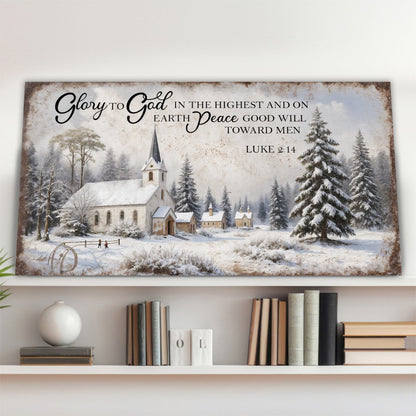 Rustic Holiday Luke 2:14 Wall Sign