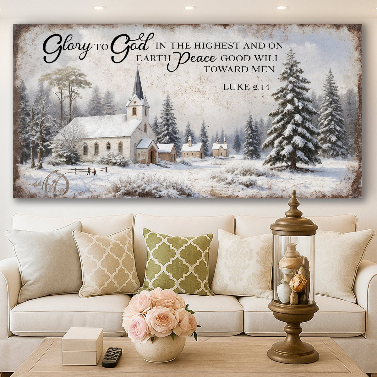 Rustic Holiday Luke 2:14 Wall Sign