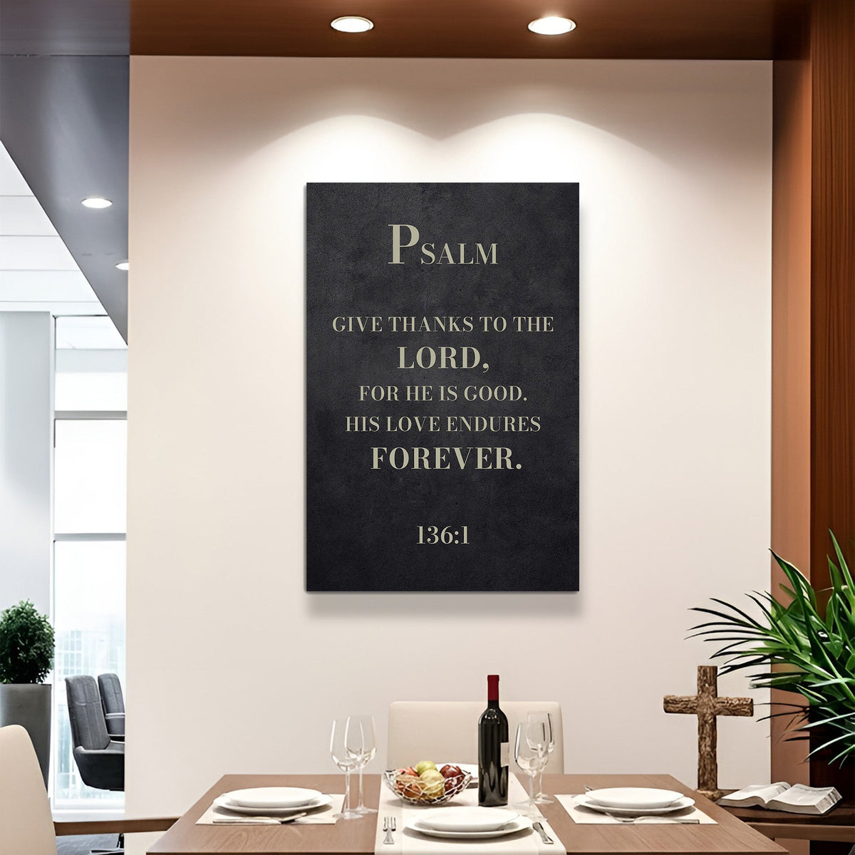 Give Thanks - Psalm 136:1 Wall Sign