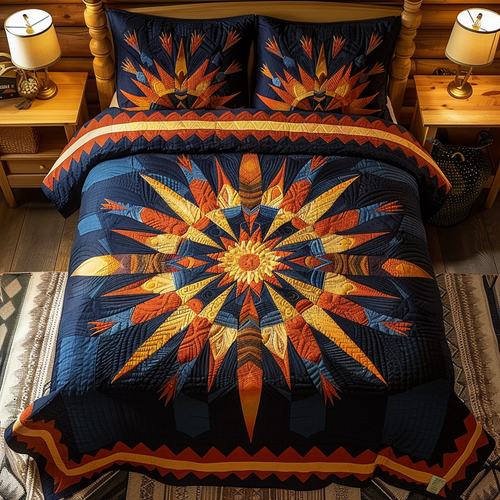 Native Star Feather 3-Piece Quilted Bedding Set - Single (59" x 70")