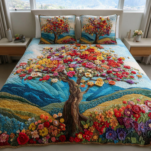Nature Tree of Life 3-Piece Quilted Bedding Set - Single (59" x 70")