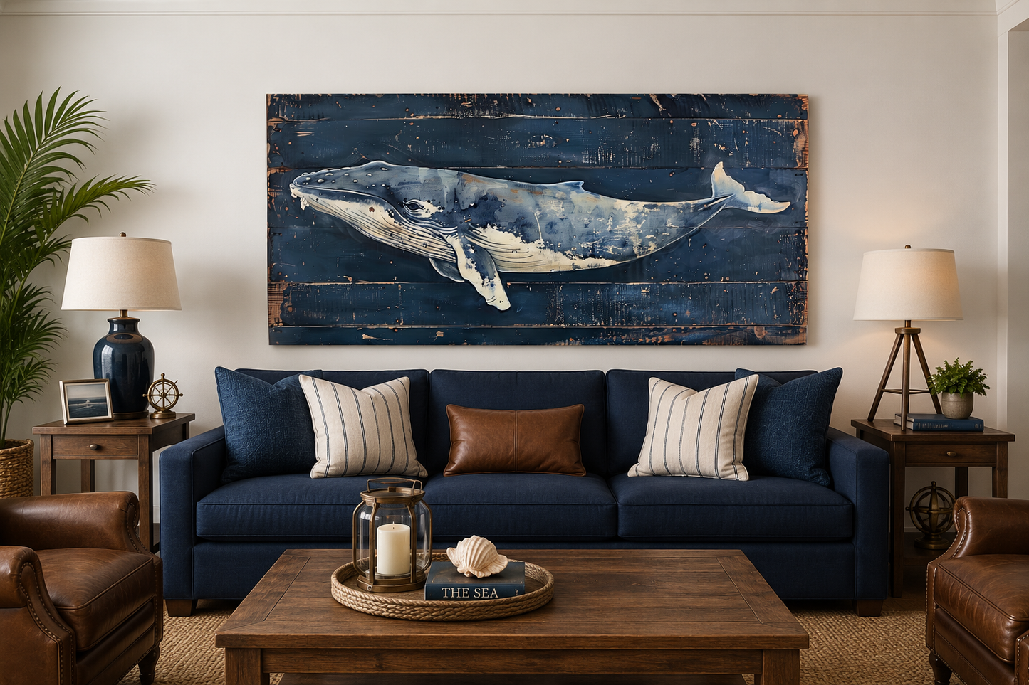 Humpback Whale Wall Art – Nautical Wall Art For Man Cave Or Office Canvas Print