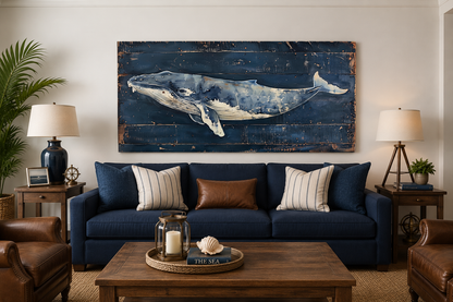 Humpback Whale Wall Art – Nautical Wall Art For Man Cave Or Office Canvas Print