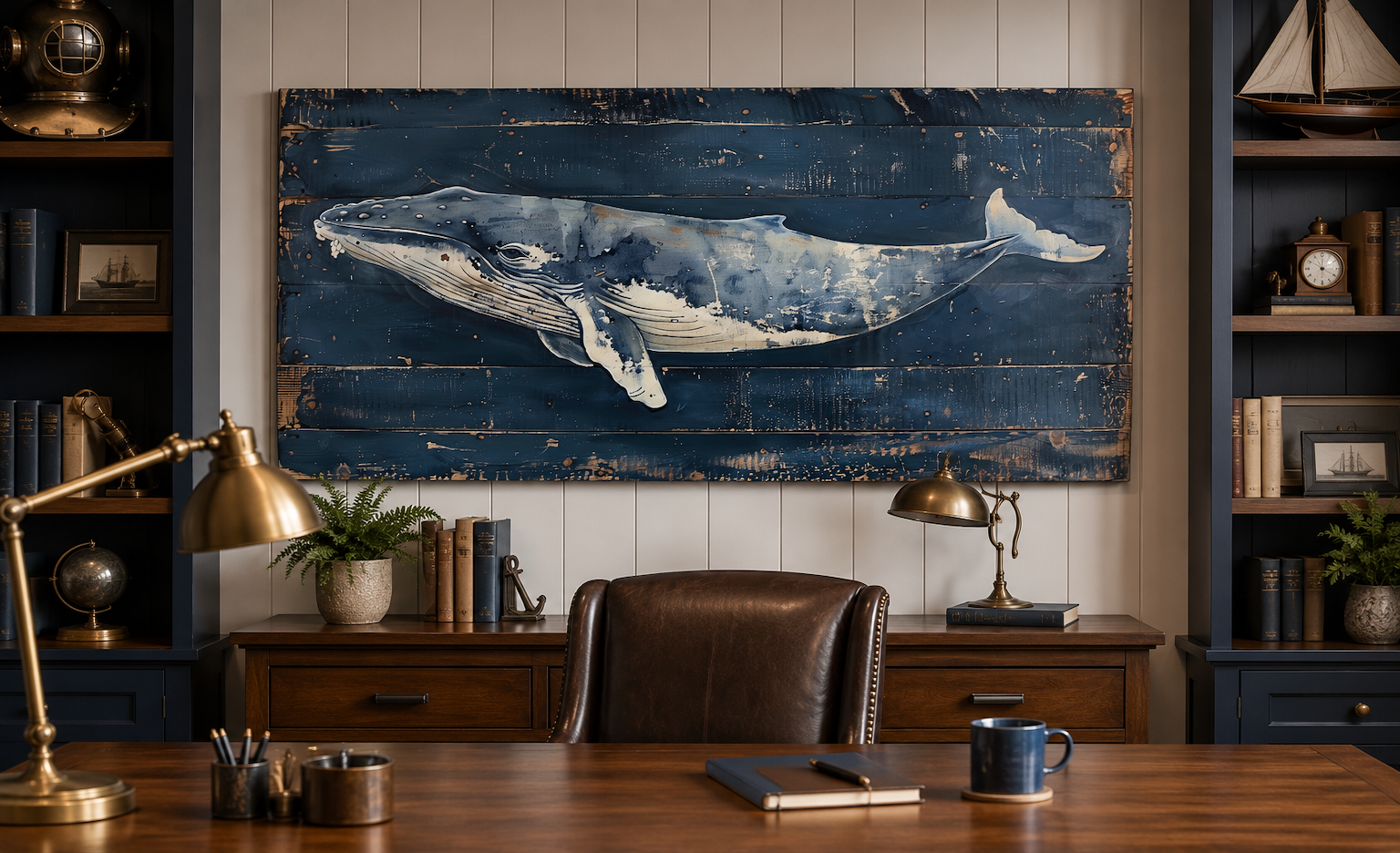 Humpback Whale Wall Art – Nautical Wall Art For Man Cave Or Office Canvas Print