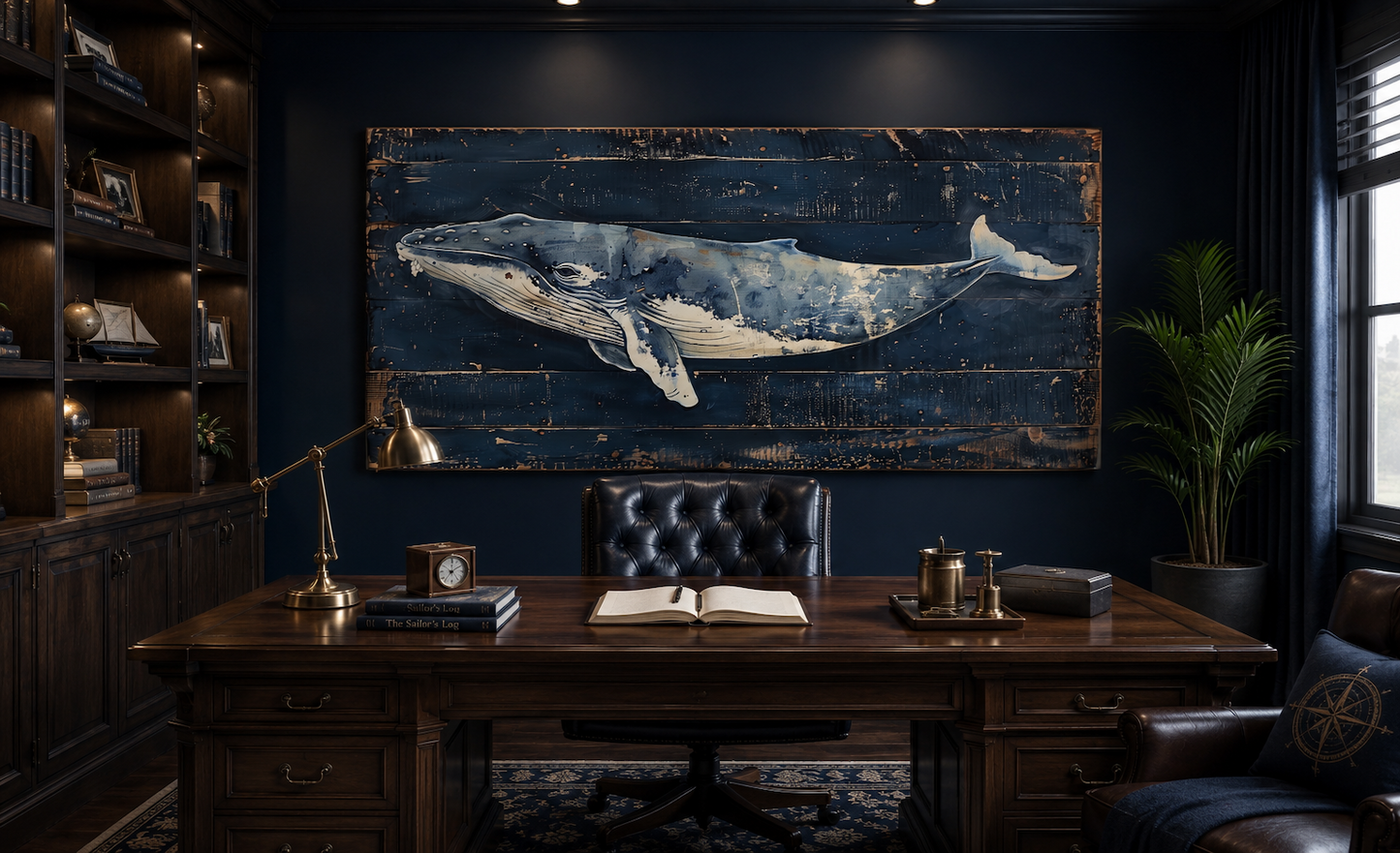 Humpback Whale Wall Art – Nautical Wall Art For Man Cave Or Office Canvas Print