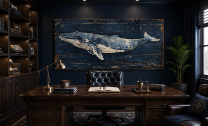 Humpback Whale Wall Art – Nautical Wall Art For Man Cave Or Office Canvas Print