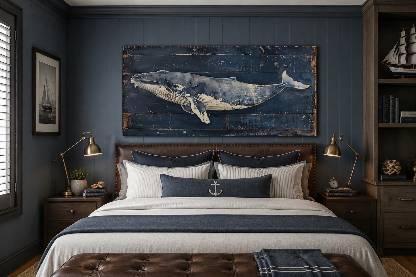 Humpback Whale Wall Art – Nautical Wall Art For Man Cave Or Office Canvas Print