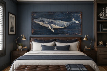 Humpback Whale Wall Art – Nautical Wall Art For Man Cave Or Office Canvas Print