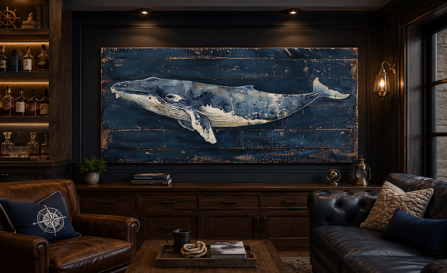 Humpback Whale Wall Art – Nautical Wall Art For Man Cave Or Office Canvas Print