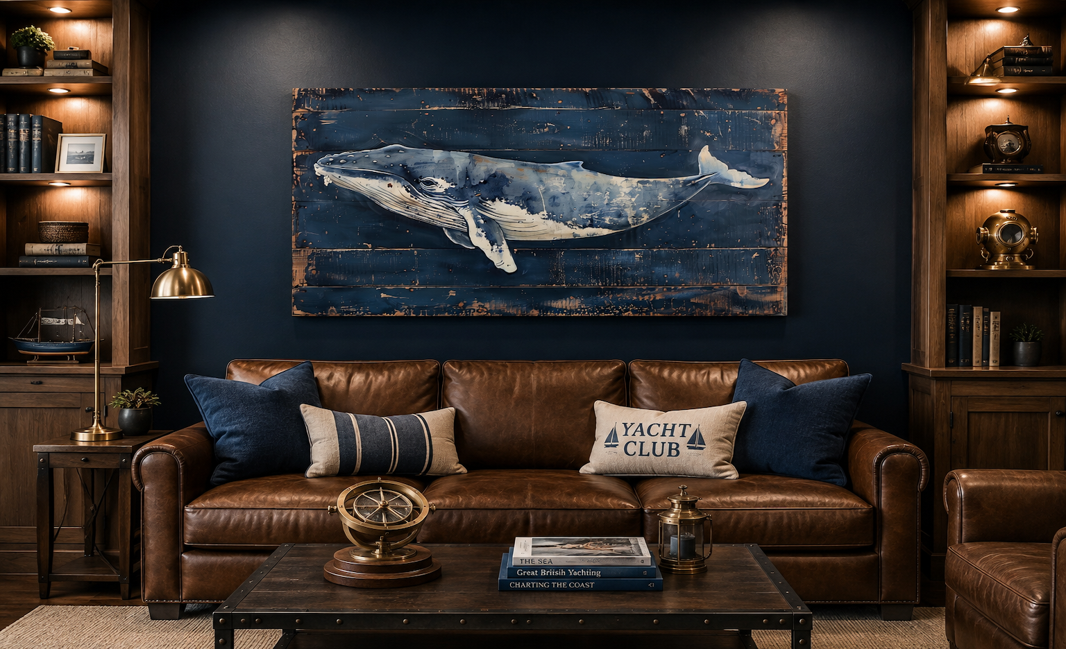 Humpback Whale Wall Art – Nautical Wall Art For Man Cave Or Office Canvas Print