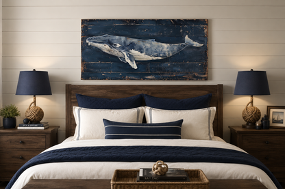 Humpback Whale Wall Art – Nautical Wall Art For Man Cave Or Office Canvas Print